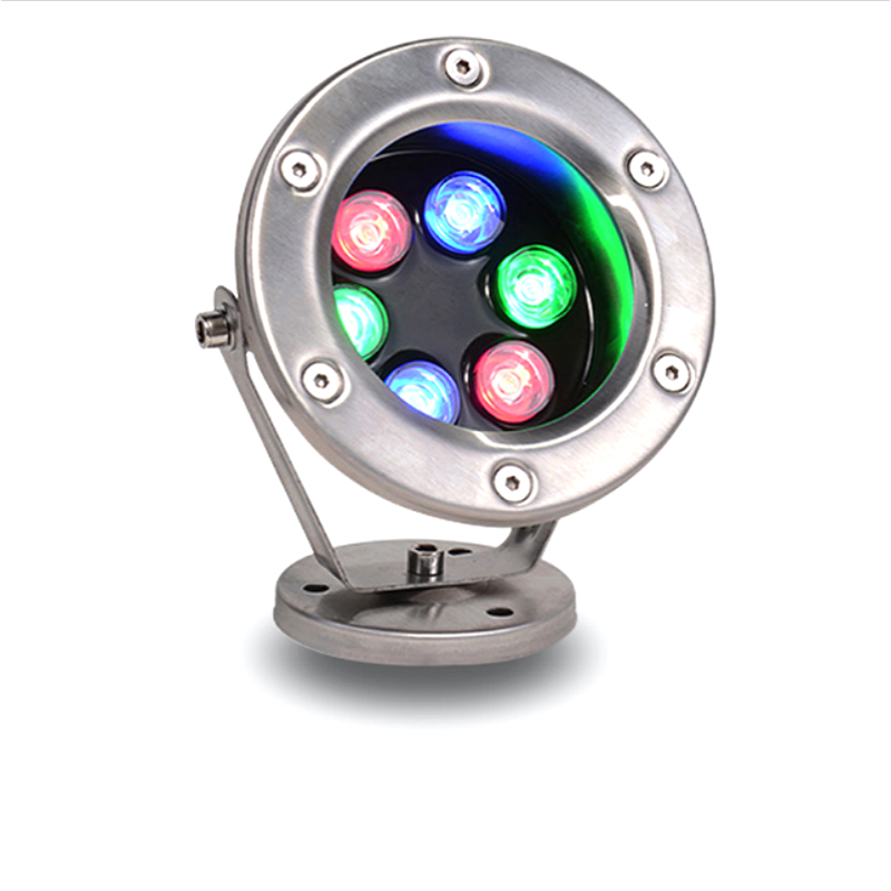 6W Waterproof IP68 Swimming Pool Light Fountain RGB Led Underwater Light Stainless Steel Remote Control LED Light
